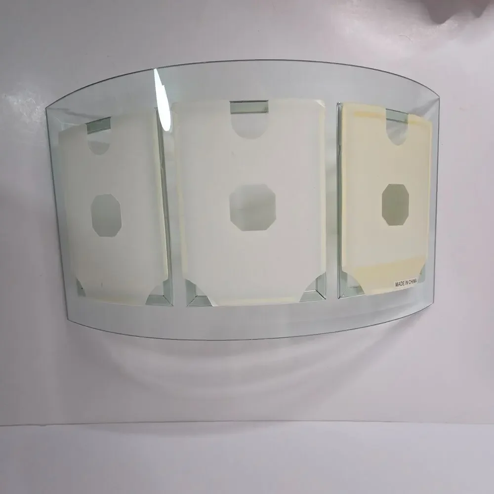 Curved Glass Triple Picture Frame 3.5x5 Silver Beveled 3 Photo Tabletop